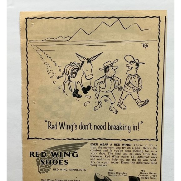 Red Wing Shoes Vintage Print Ad 1964 Comic Don't Need Breakin In - Picture 4 of 5